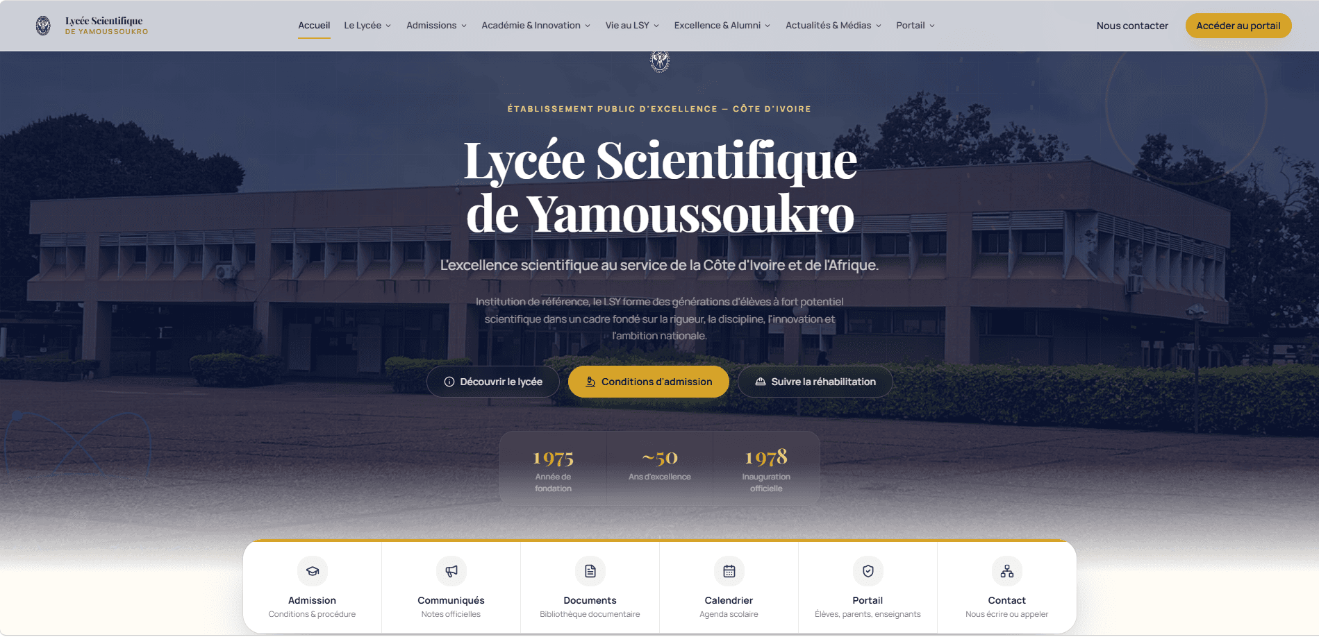 Aperçu du site Lycée Scientifique de Yamoussoukro