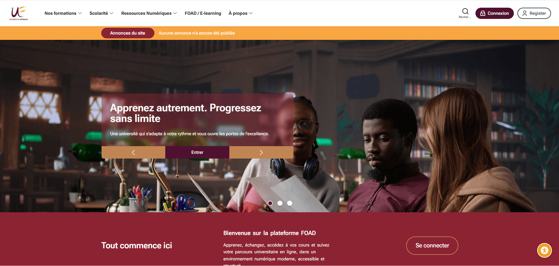 Aperçu du site Université Ephrata