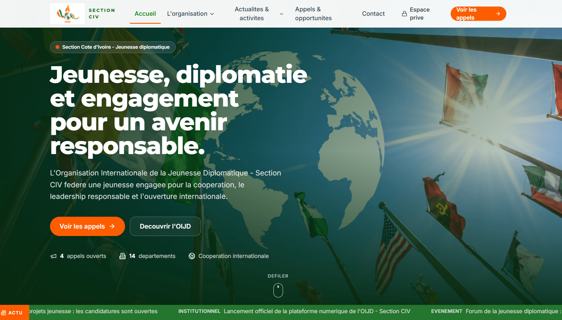 Aperçu du site OIJD — Section Côte d'Ivoire